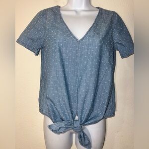 Madewell Blue Tie-Front Blouse